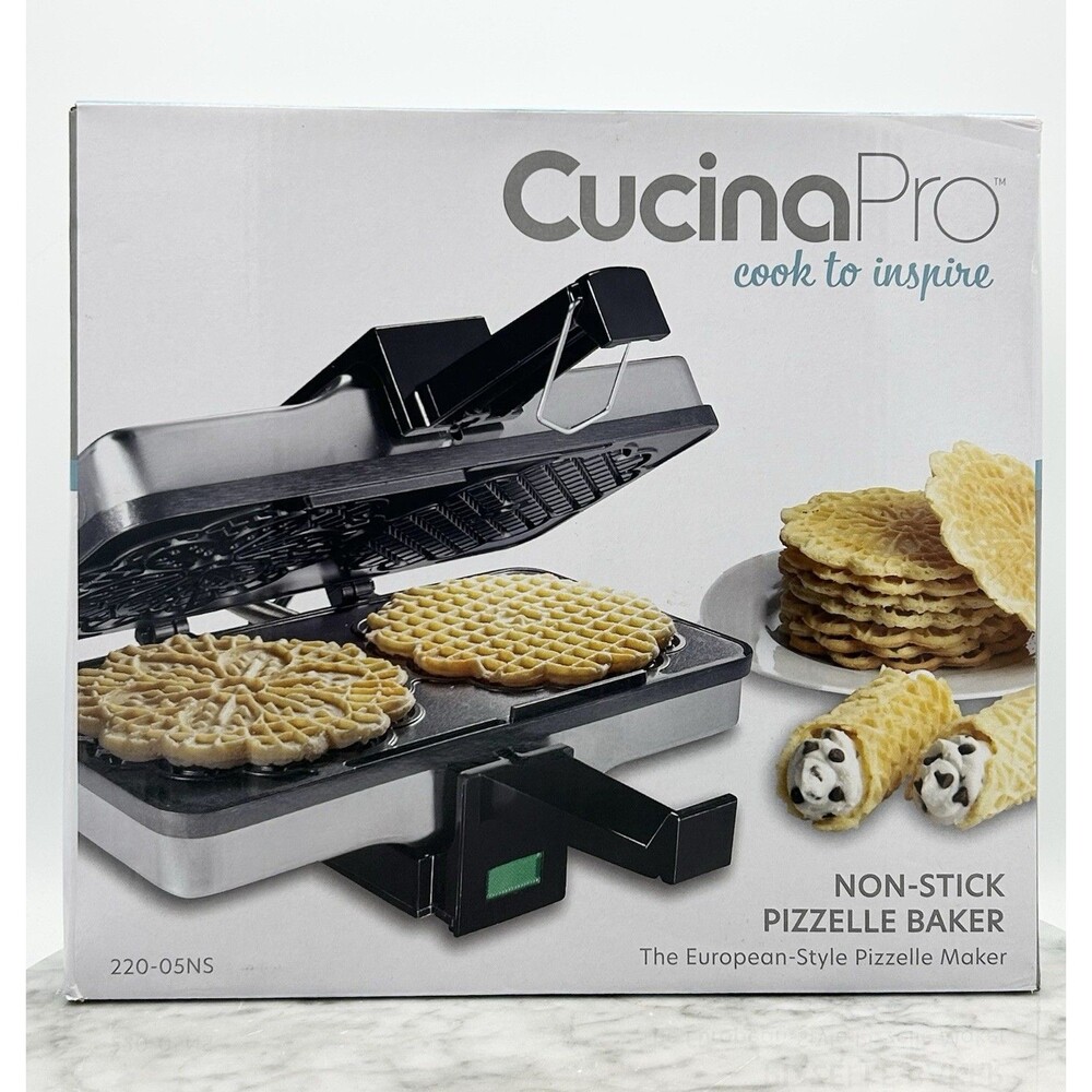 Pizzelle Maker Nonstick Electric Baker Press Makes Two 5-Inch Cookies CucinaPro